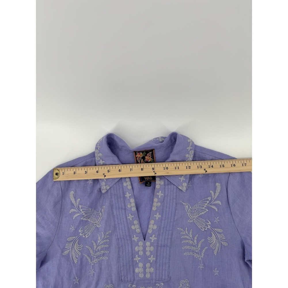 NWOT Johnny Was Linen Henley Collared Dress Sz XS Embroidered Boho Preppy $275 - Picture 13 of 15